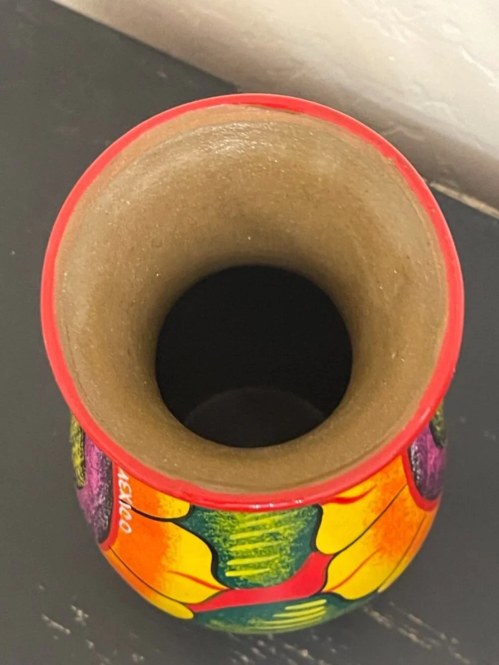 Riviera Maya Talavera Vase Red Flower Mexico Pottery
